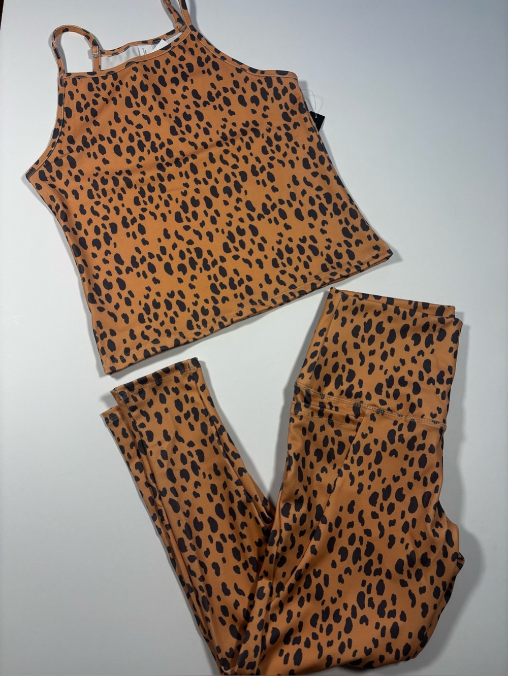 Catherine Malandrino Cheetah Print Tank Top & Legging Set - Peach & Black